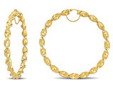 14K Yellow Gold Twisted Hoop Earrings (74mm)